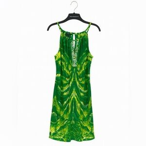INC Green Ombre Tribal Dress Sz XL | Beaded Halter | Sheath | Summer Chic